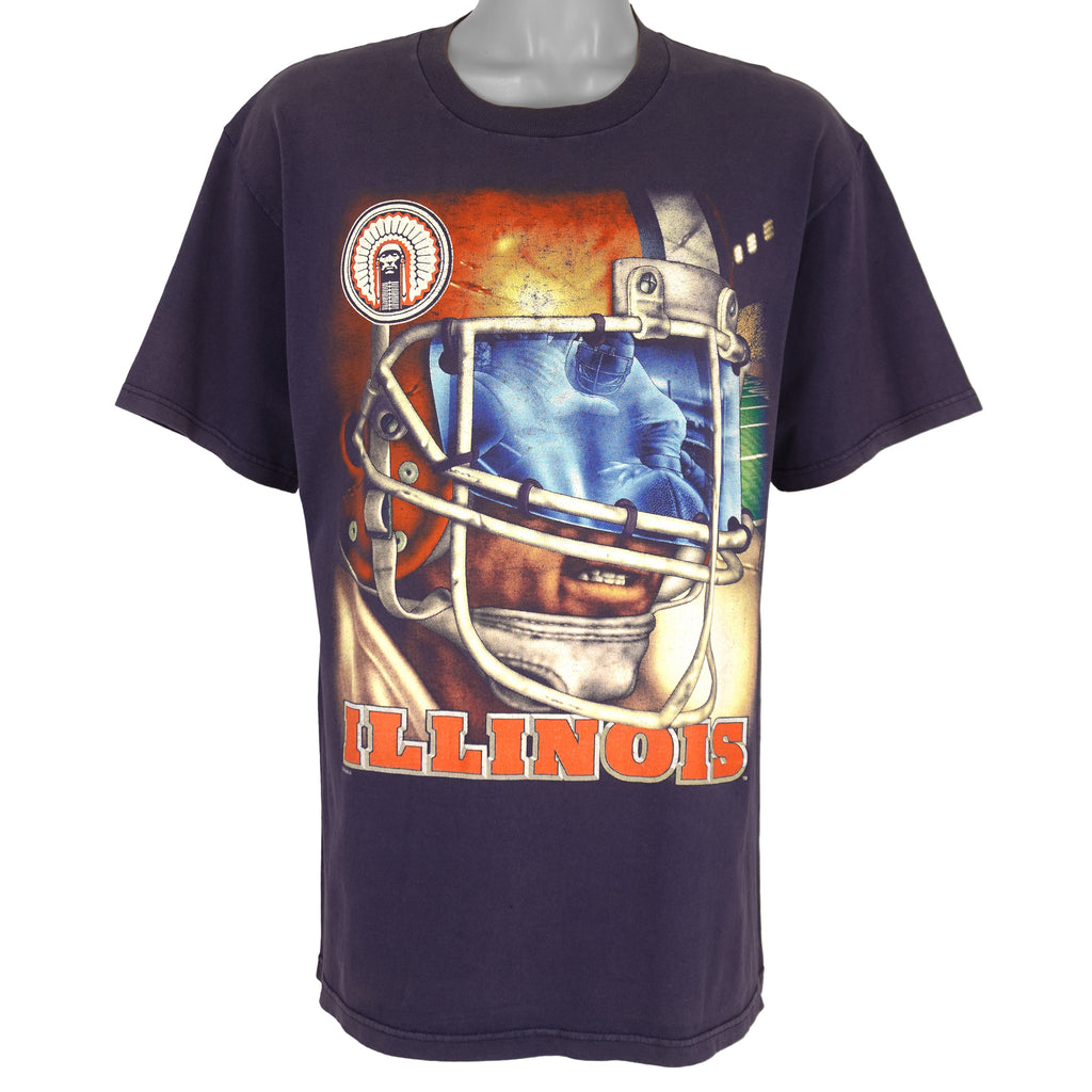 NCAA (Lee) - Illinois Fighting Illini Helmet T-Shirt 1990s Large Vintage Retro Football