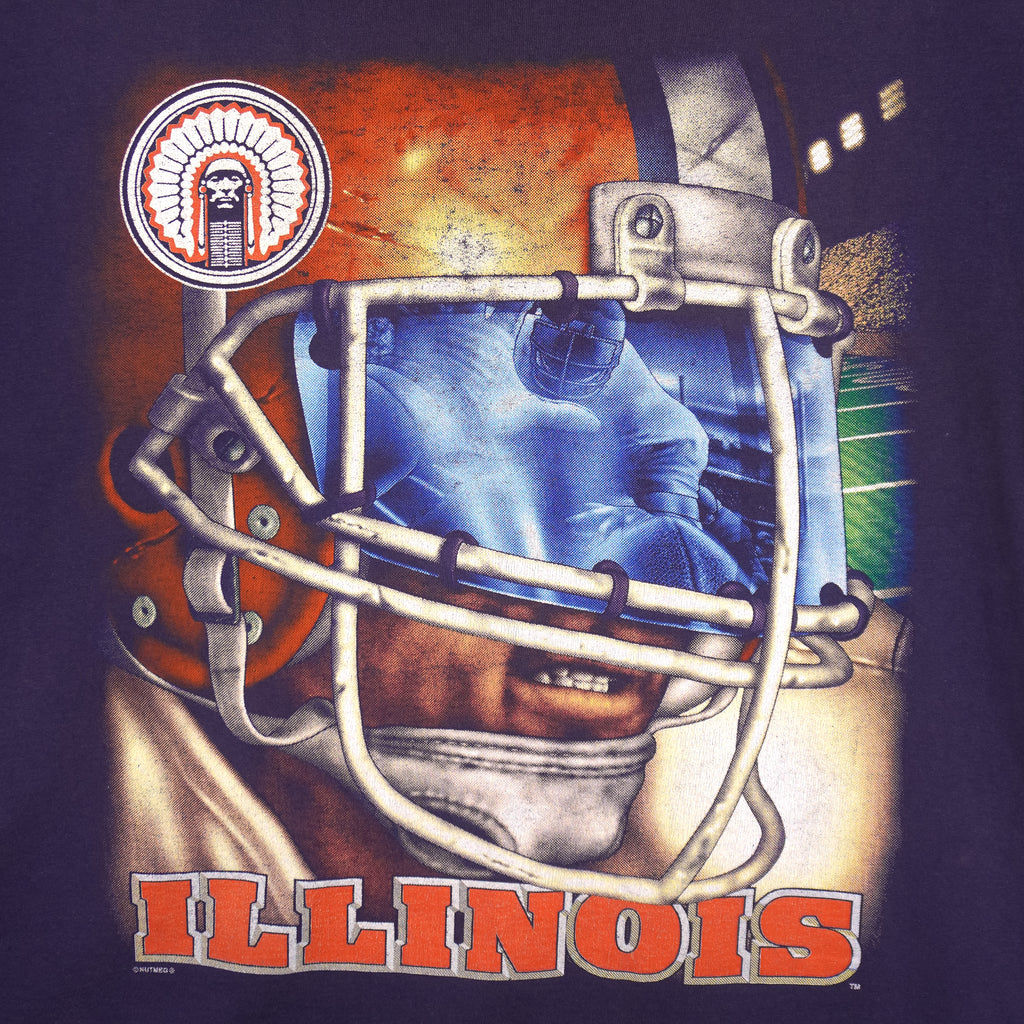 NCAA (Lee) - Illinois Fighting Illini Helmet T-Shirt 1990s Large Vintage Retro Football