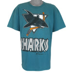 NHL (The game) - San Jose Sharks Big Logo T-Shirt 1994 X-Large Vintage Retro Hockey