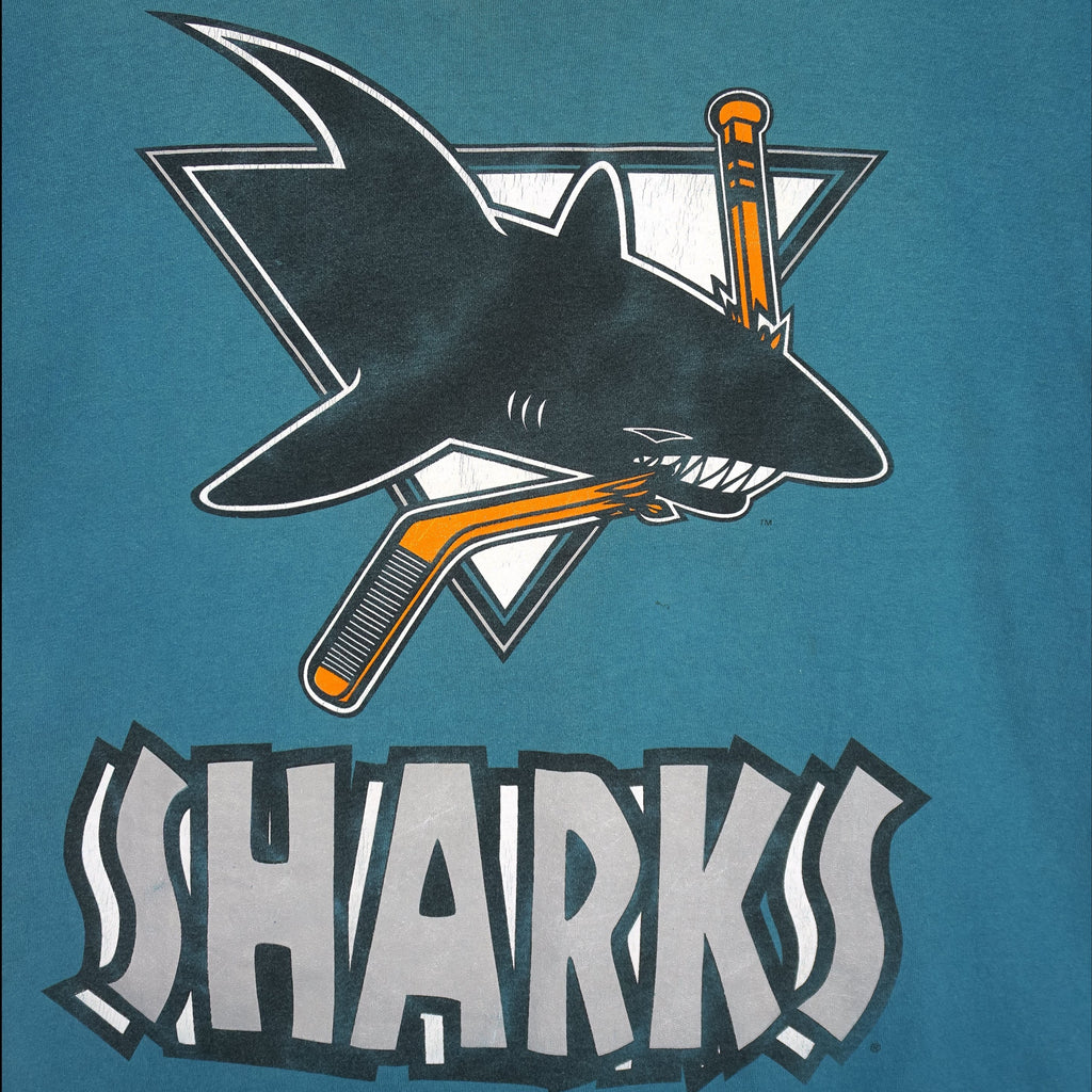 NHL (The game) - San Jose Sharks Big Logo T-Shirt 1994 X-Large Vintage Retro Hockey
