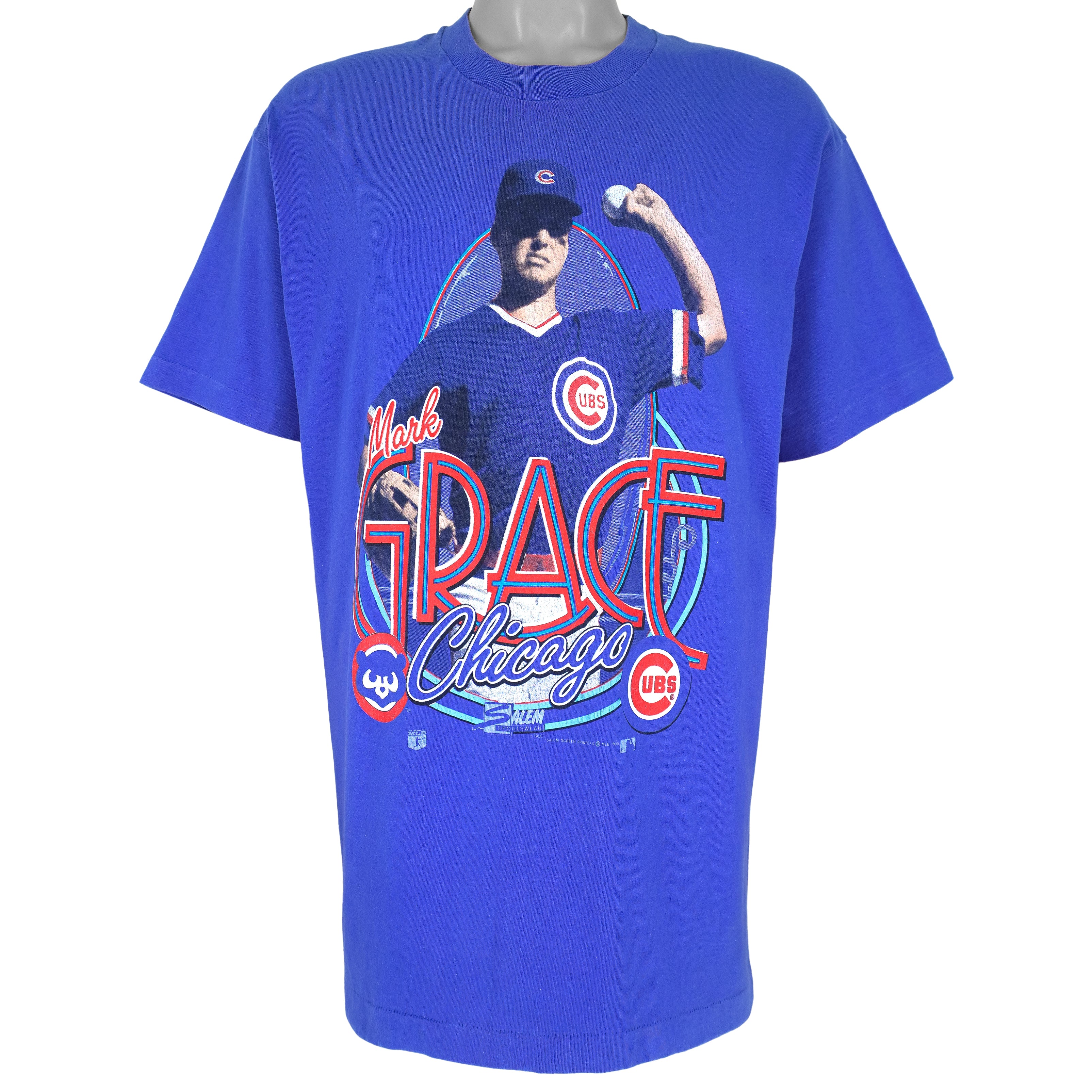 MLB (Salem) - Chicago Cubs Mark Grace T-Shirt 1990 X-Large Vintage Retro Baseball