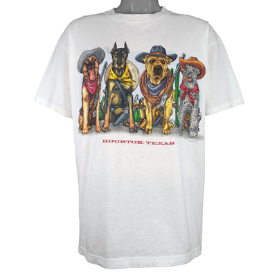 Vintage (Prints Of Tails) - Houston Texas Cowboy Dogs T-Shirt 1990s X-Large