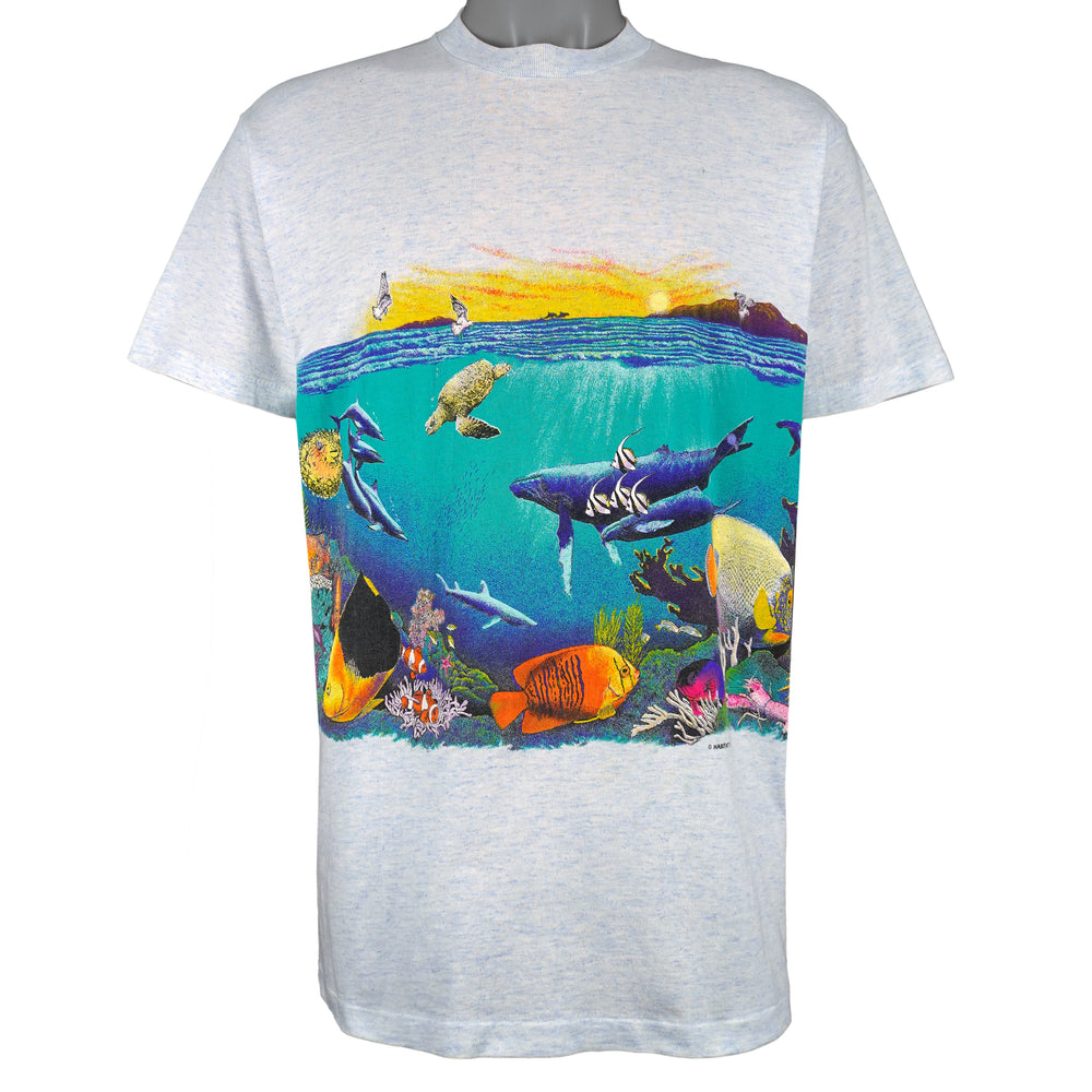 Vintage (Signal Sport) - Habitat Sea world Habitat Animal Print T-Shirt 1992 Large Vintage Retro
