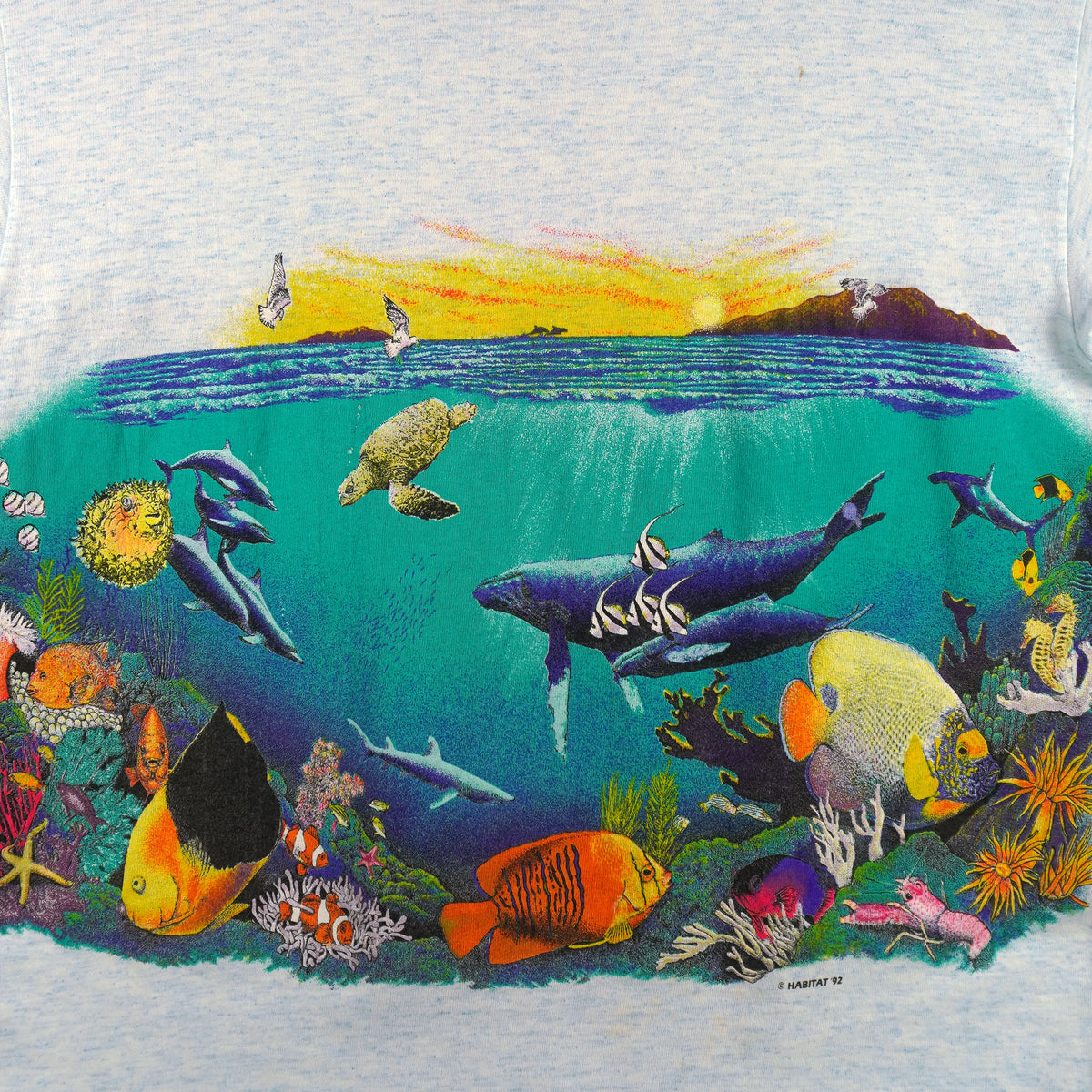 Vintage (Signal Sport) - Habitat Sea world Habitat Animal Print T-Shirt 1992 Large Vintage Retro