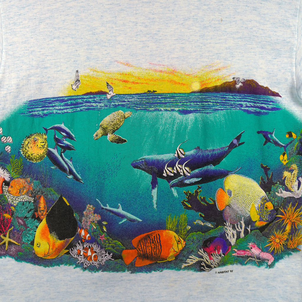 Vintage (Signal Sport) - Habitat Sea world Habitat Animal Print T-Shirt 1992 Large Vintage Retro