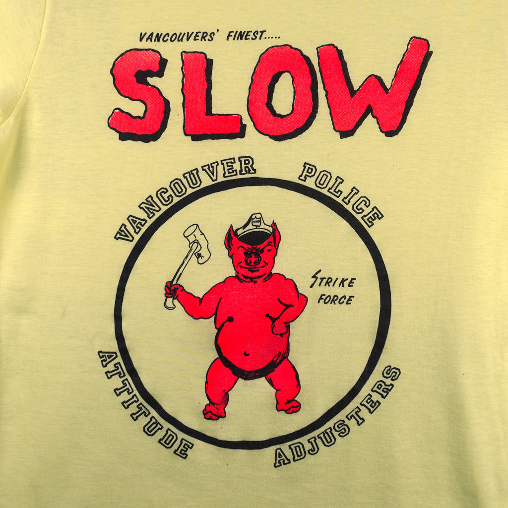 Vintage (4Evergreen) - Slow Vancouver Police Single Stitch T-Shirt 1990s Large Vintage Retro