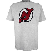 NHL (H.L.Miller Gold) - New Jersey Devils Big Logo T-Shirt 1992 Large Vintage Retro