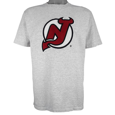 NHL (H.L.Miller Gold) - New Jersey Devils Embroidered Logo T-Shirt 1992 Large