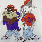 Looney Tunes - Bugs Bunny & Taz Hip Hop T-Shirt 1990s Large Vintage Retro