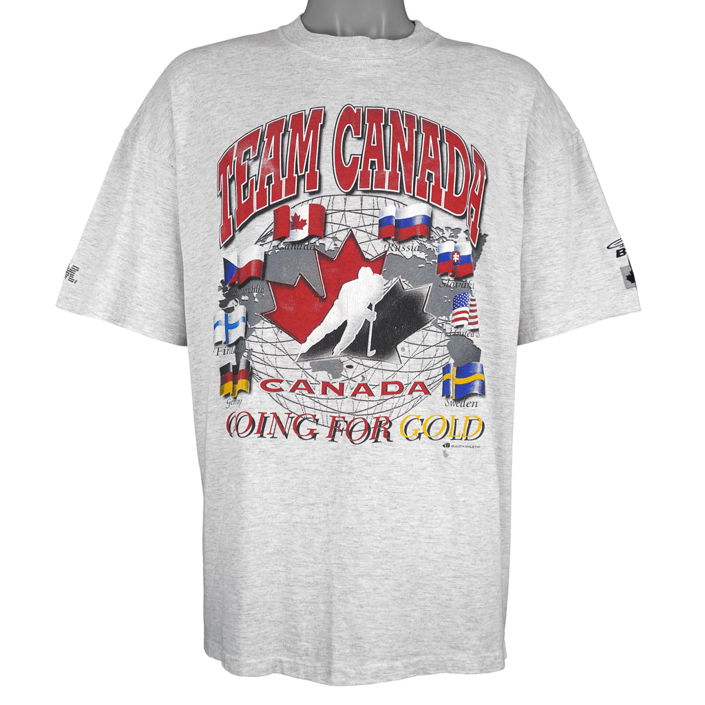 Vintage (Bulletin) - Team Canada Going for Gold Hockey T-Shirt 1990s X-Large Vintage Retro Hockey