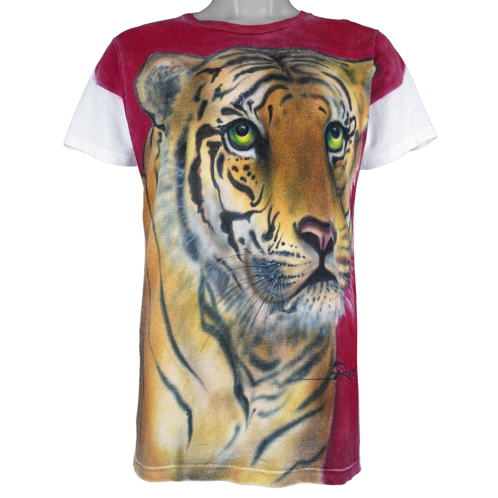 Vintage (Hanes) - Tiger All Over Print T-Shirt 1992 Large Vintage Retro
