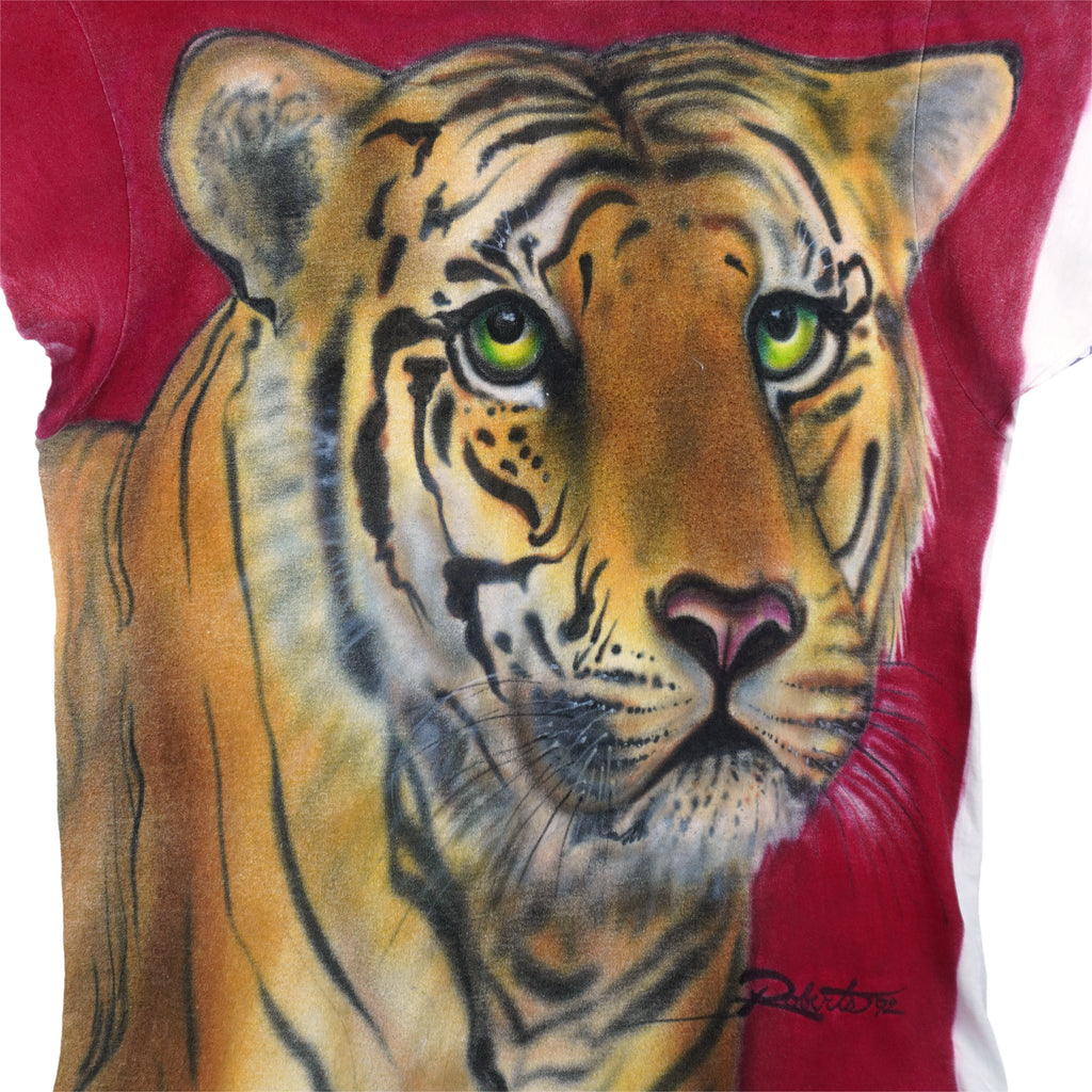 Vintage (Hanes) - Tiger All Over Print T-Shirt 1992 Large Vintage Retro