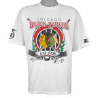 Starter - Chicago Blackhawks Big Logo Single Stitch T-Shirt 1991 Large Vintage Retro Hockey