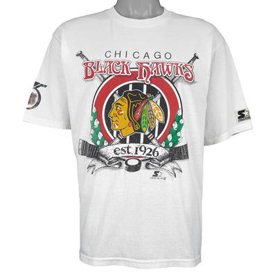 Starter - Chicago Blackhawks Big Logo T-Shirt 1991 Large