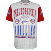 MLB (Garan) - Philadelphia Eagles Baseball Pinstripe T-Shirt 1992 X-Large Vintage Retro Baseball