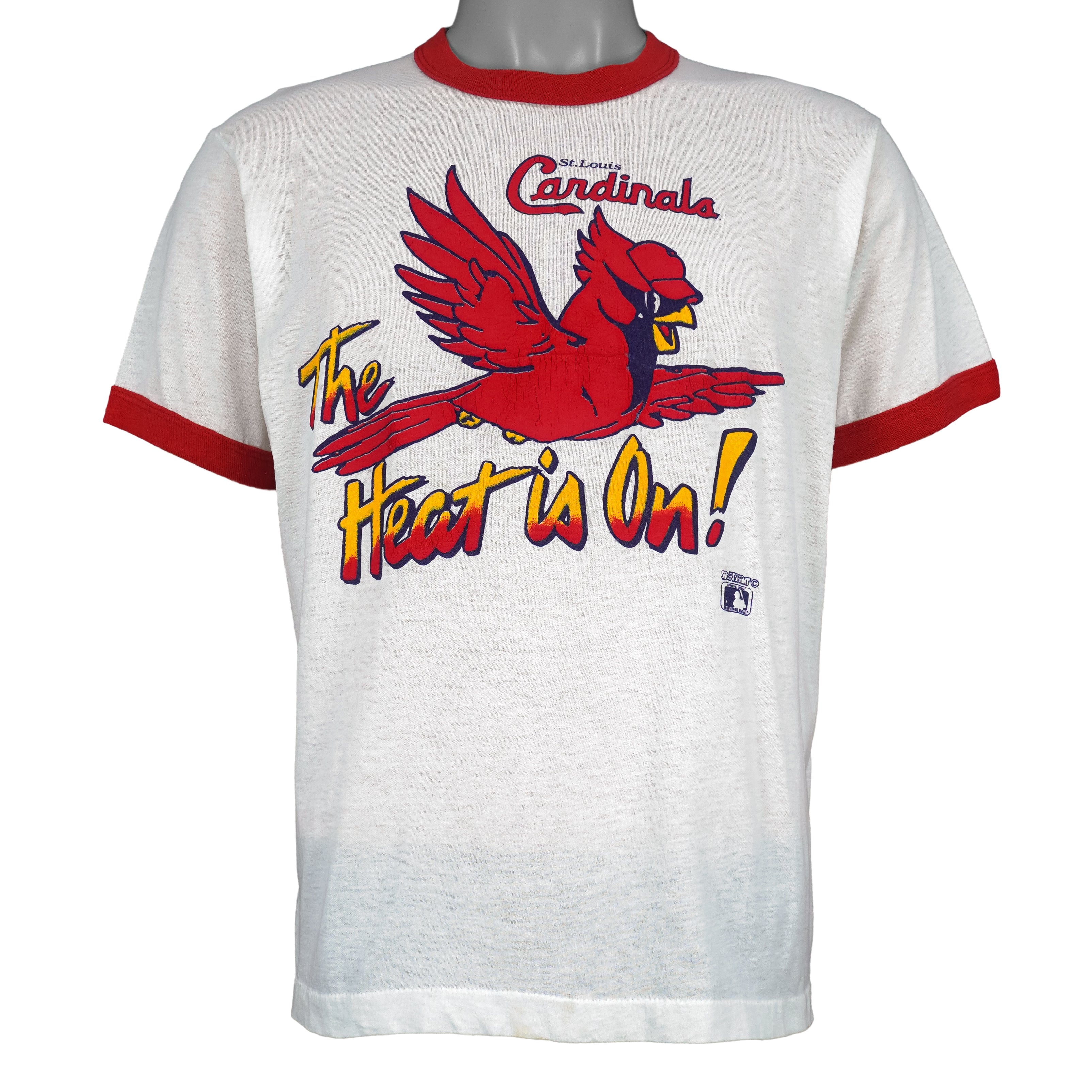 MLB (Screen Star) - St. Louis Cardinals The Heat is On! T-Shirt 1980s Large Vintage Retro Baseball