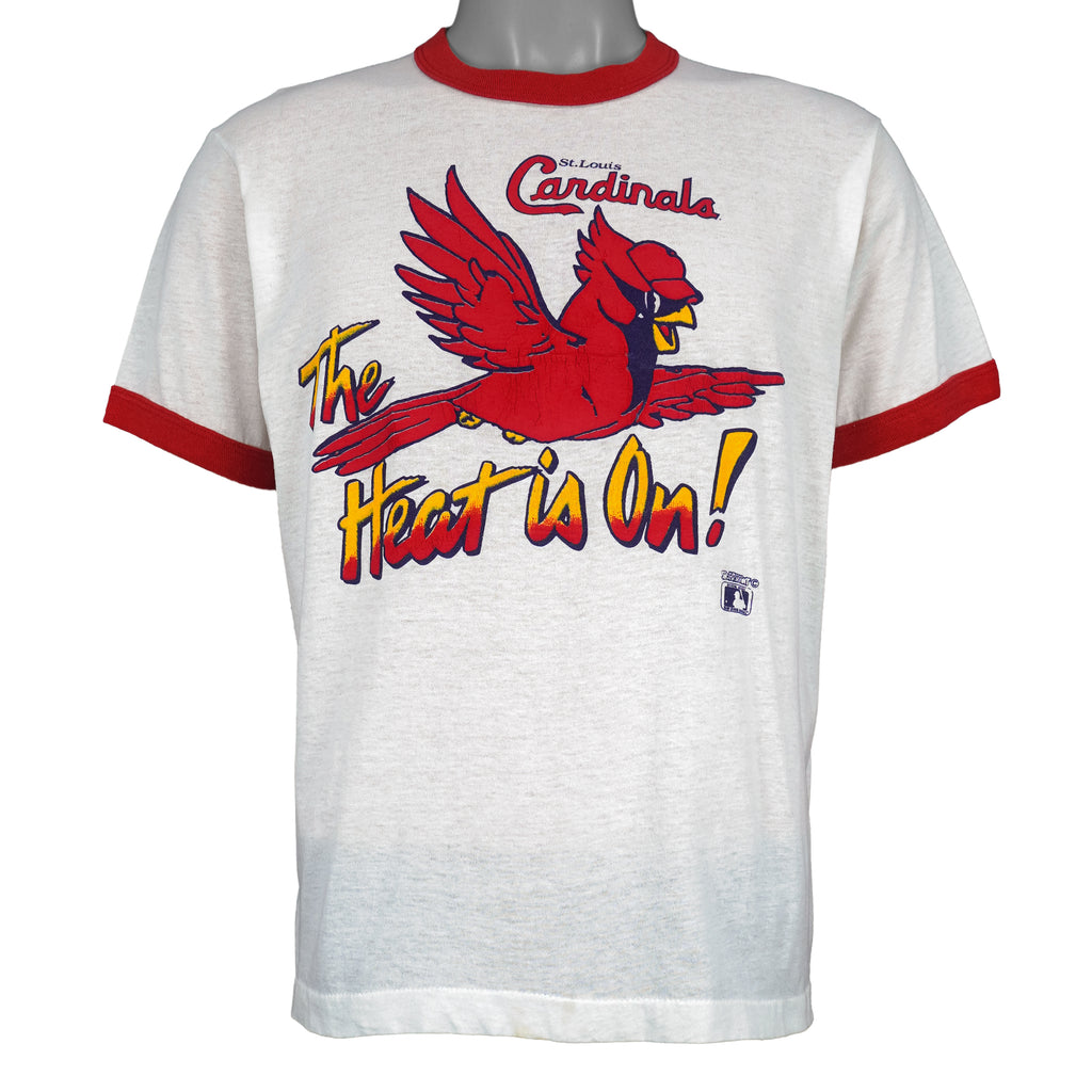 MLB (Screen Star) - St. Louis Cardinals The Heat is On! T-Shirt 1980s Large Vintage Retro Baseball