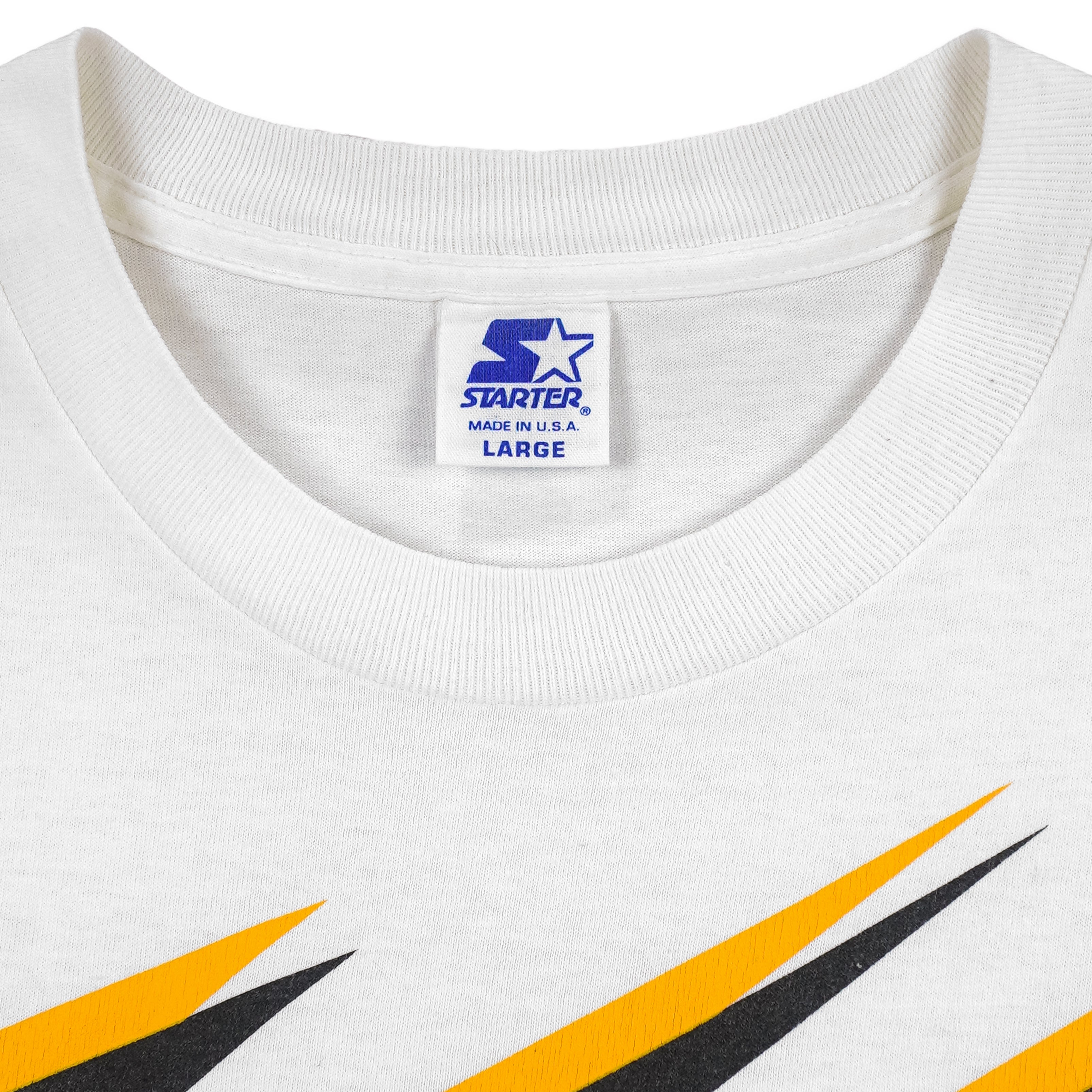 Starter - NFL Pittsburgh Steelers Zig-Zag-Stripes T-Shirt 1990s Large Vintage Retro Football