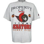 NHL (Softwear) - Property of Ottawa Senators Spell-Out T-Shirt 1992 Medium Vintage Retro Hockey