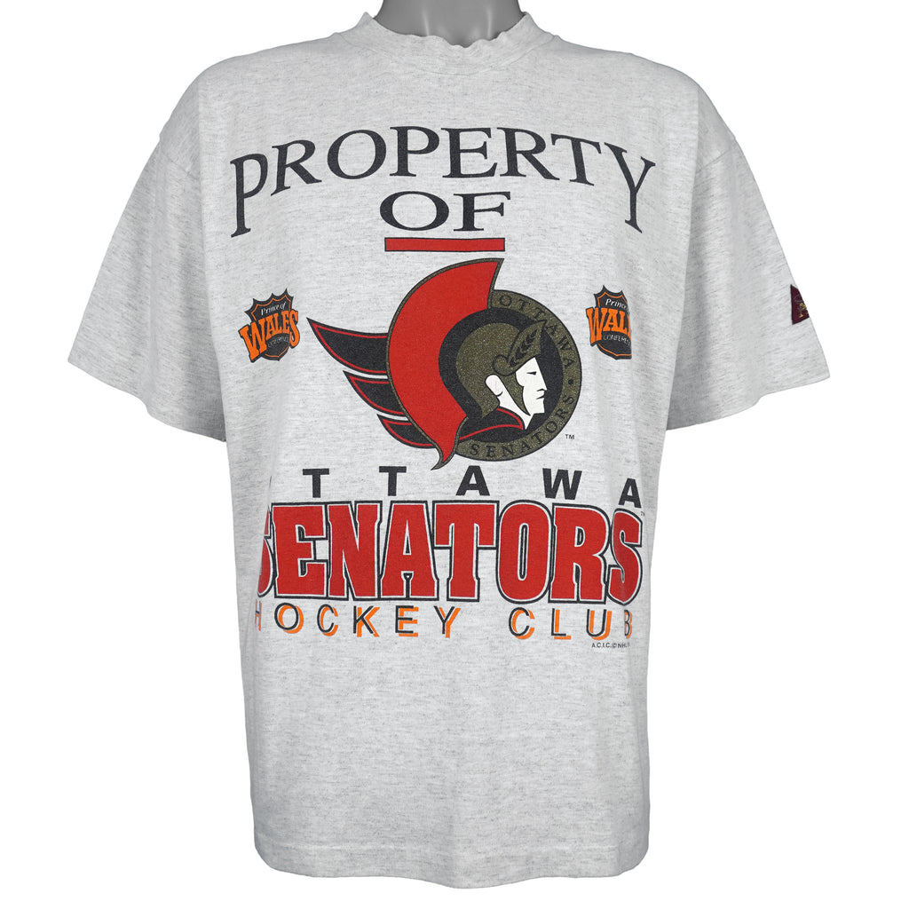 NHL (Softwear) - Property of Ottawa Senators Spell-Out T-Shirt 1992 Medium Vintage Retro Hockey