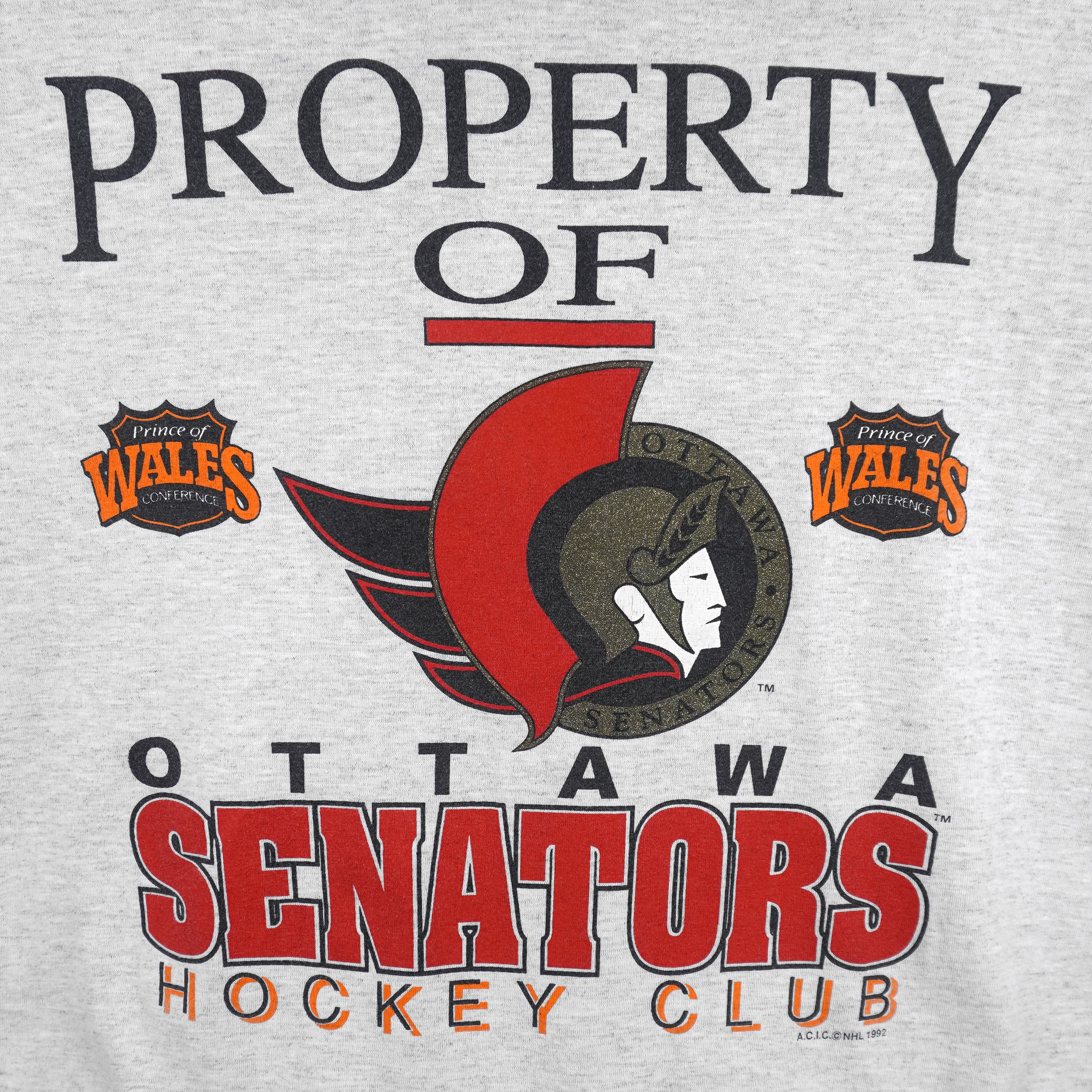 NHL (Softwear) - Property of Ottawa Senators Spell-Out T-Shirt 1992 Medium Vintage Retro Hockey