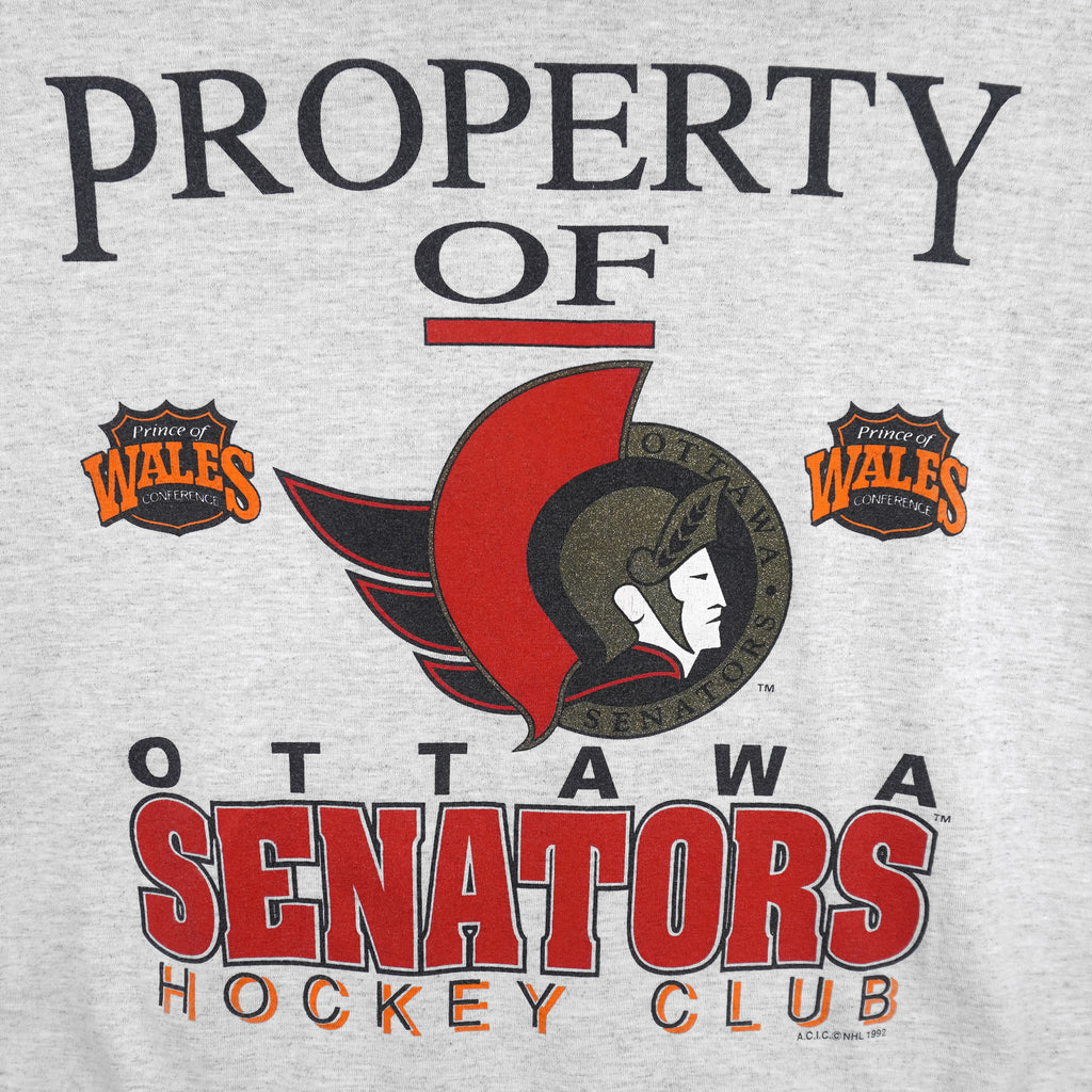 NHL (Softwear) - Property of Ottawa Senators Spell-Out T-Shirt 1992 Medium Vintage Retro Hockey