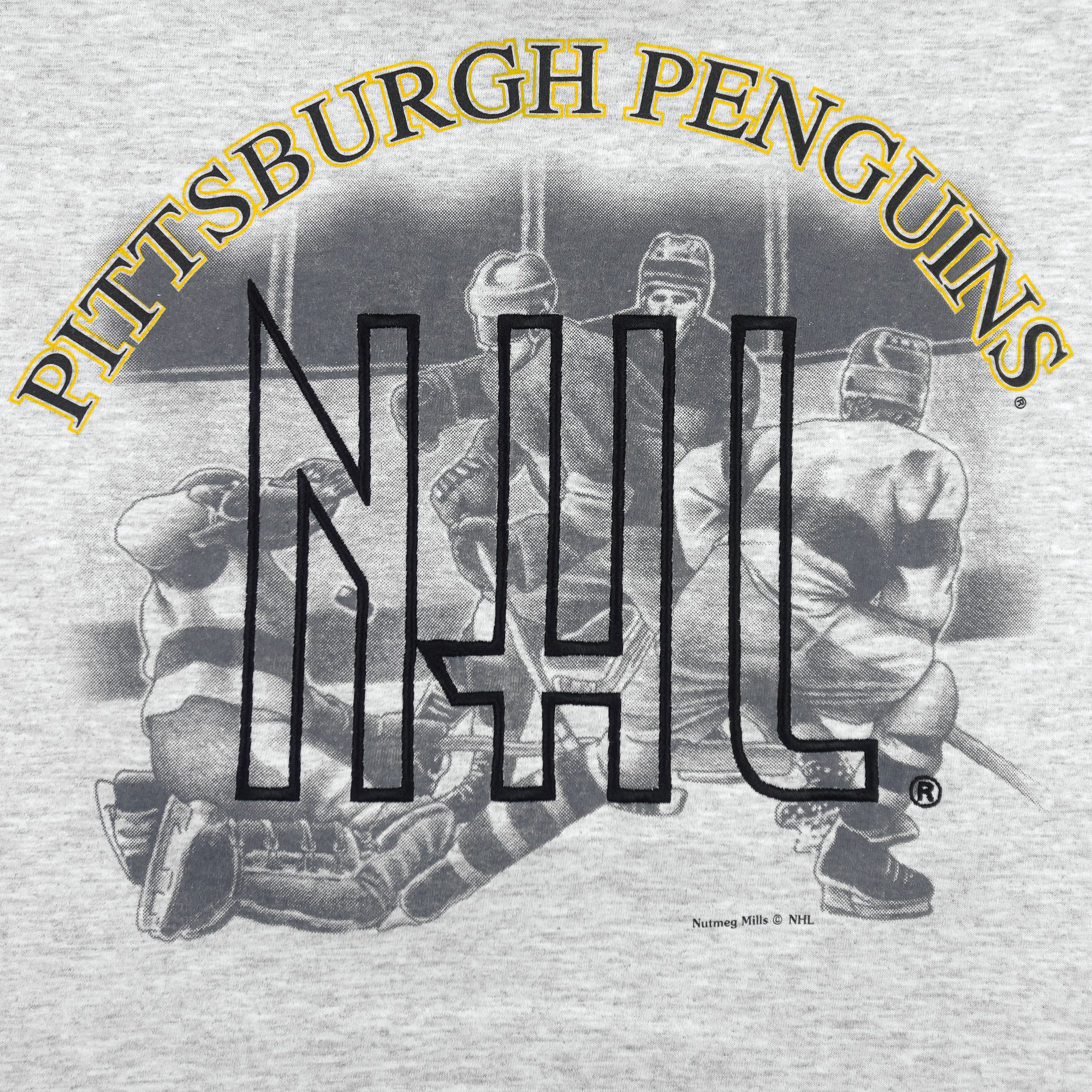NHL (Nutmeg) - Pittsburgh Penguins Single Stitch T-Shirt 1990s Large Vintage Retro Hockey 