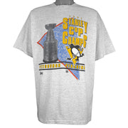 NHL (Salem)- Pittsburgh Penguins Stanley Cup Champions Single Stitch T-Shirt 1991 X-Large Vintage Retro Hockey
