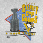 NHL (Salem)- Pittsburgh Penguins Stanley Cup Champions Single Stitch T-Shirt 1991 X-Large Vintage Retro Hockey