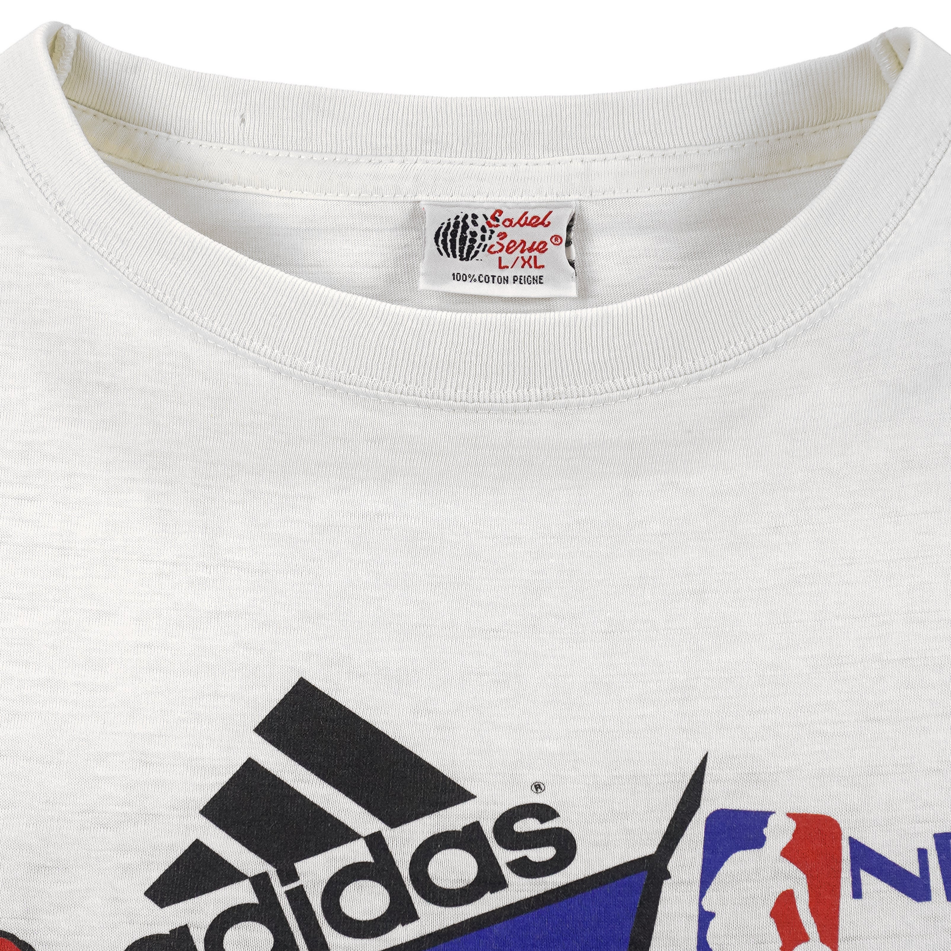 Adidas - NBA 2 Ball Big Logo T-Shirt 1990s Large Vintage Retro Basketball
