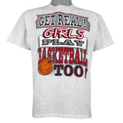 Vintage (Oneta) - Get Real Girls Play Basketball Too T-Shirt 1990s Medium Vintage Retro