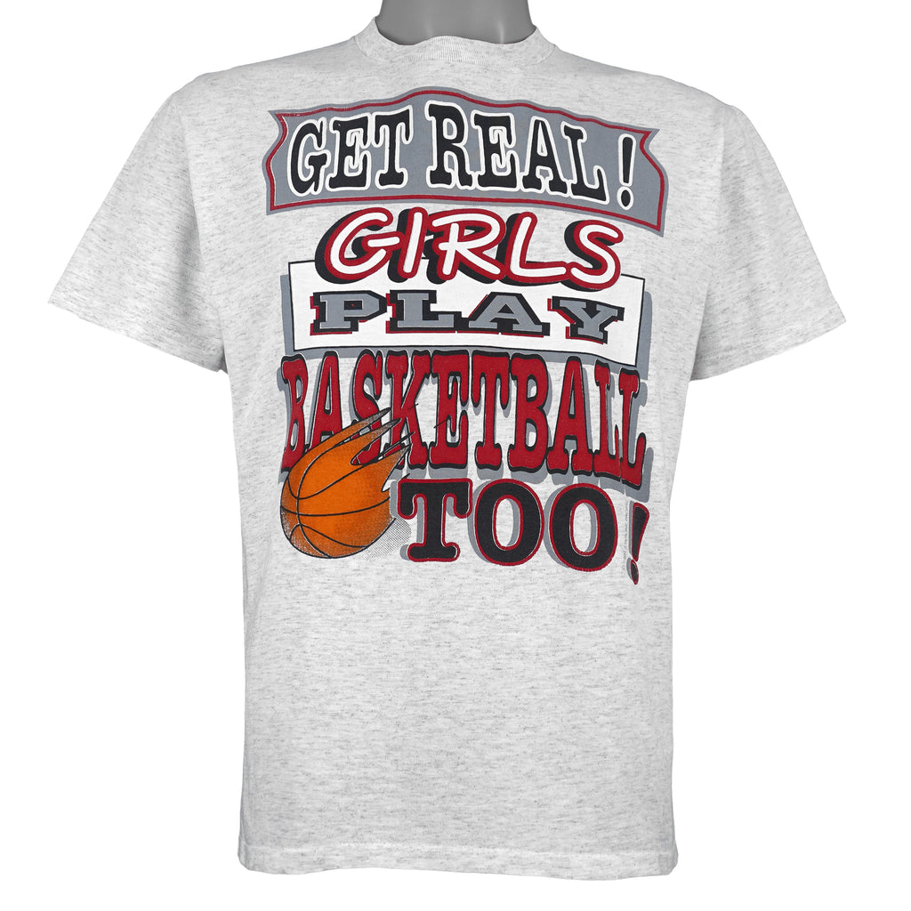 Vintage (Oneta) - Get Real Girls Play Basketball Too T-Shirt 1990s Medium Vintage Retro