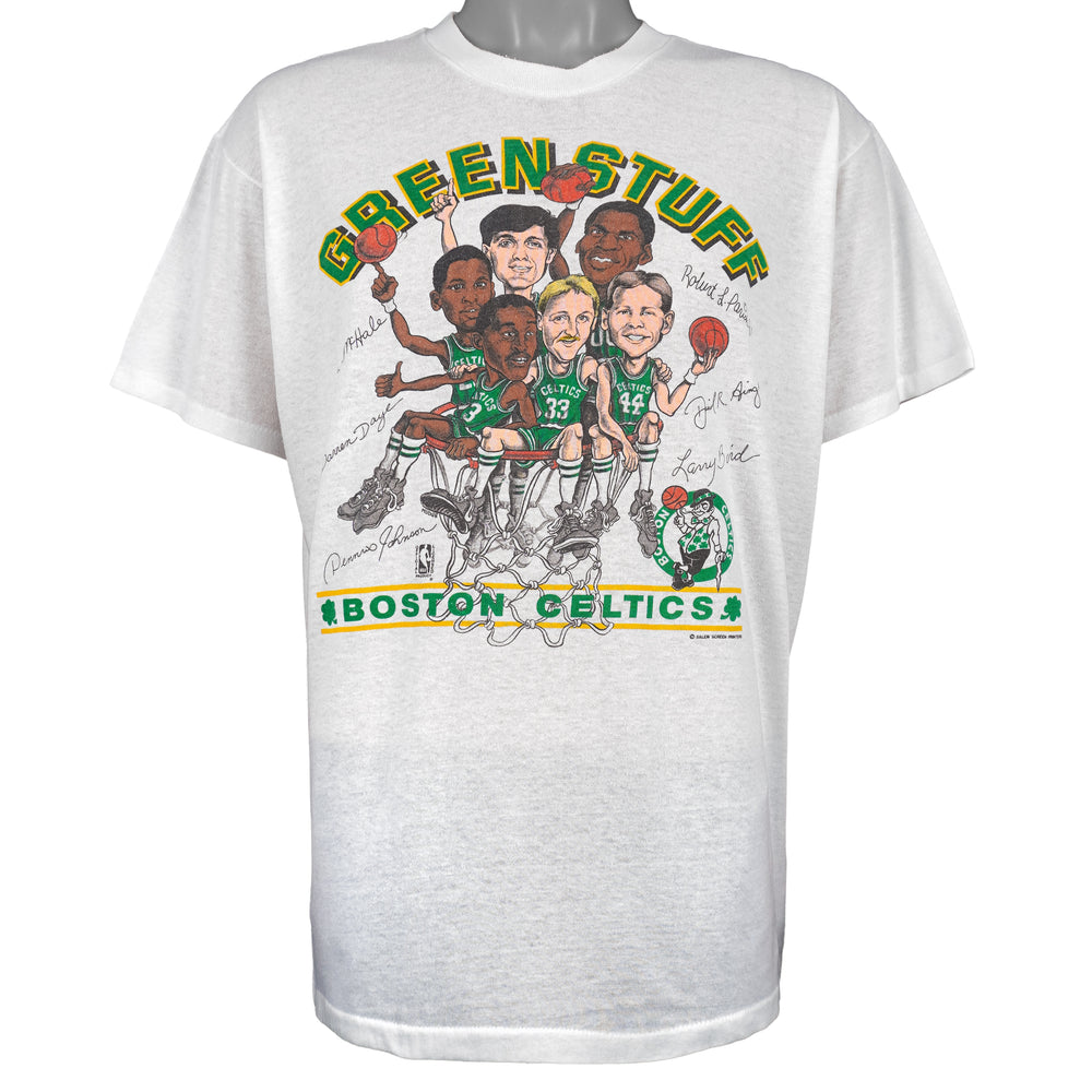 NBA (Salem) - Boston Celtics Green Stuff Caricature T-Shirt 1990s X-Large Vintage Retro Basketball