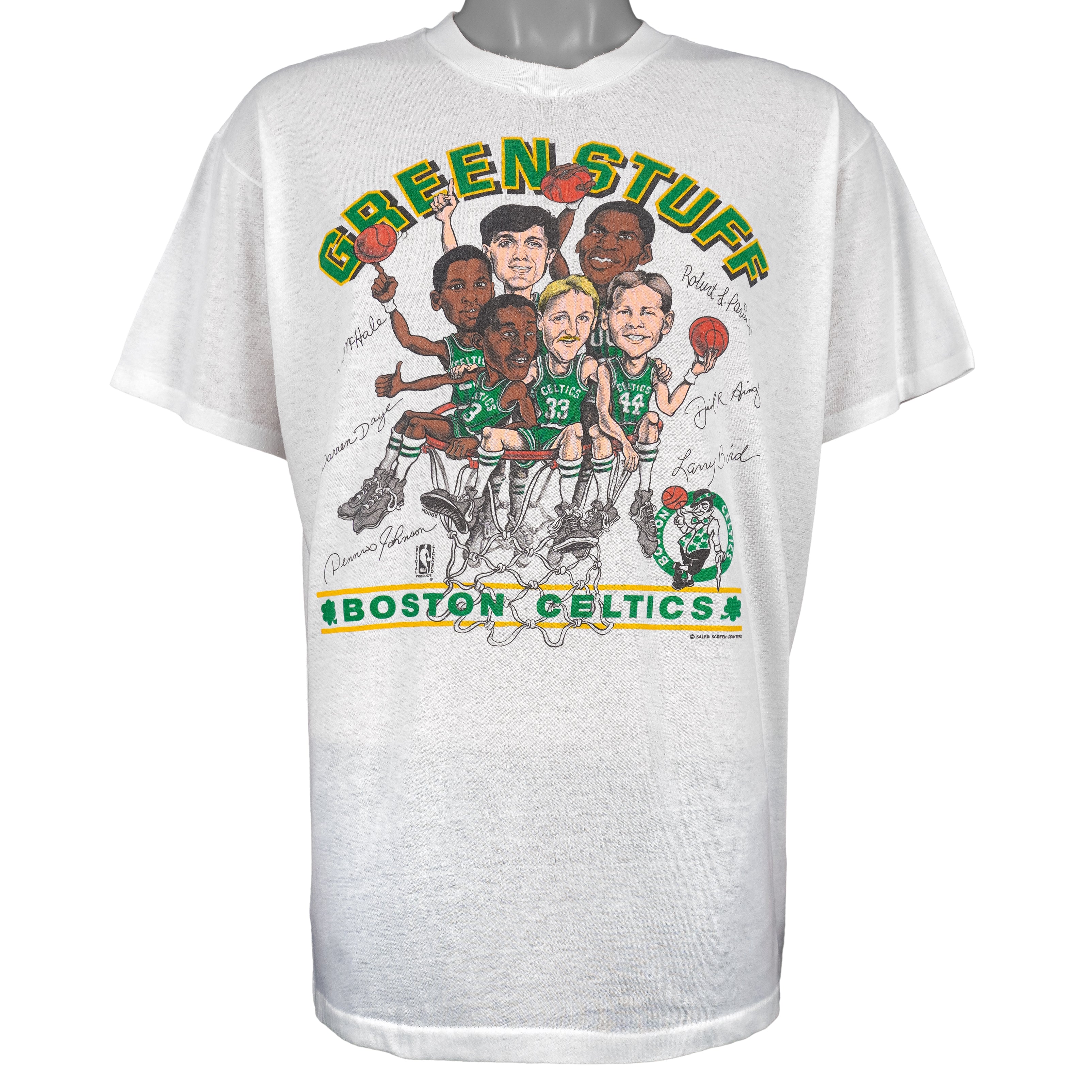 NBA (Salem) - Boston Celtics Green Stuff Caricature T-Shirt 1990s X-Large Vintage Retro Basketball