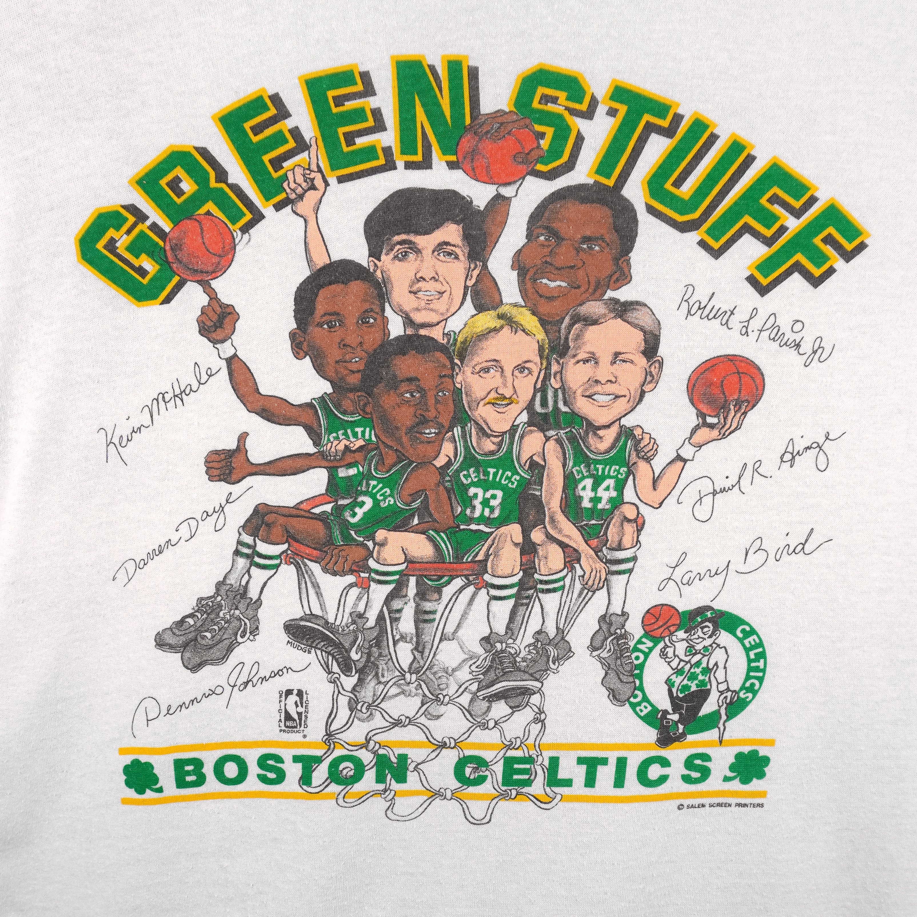 NBA (Salem) - Boston Celtics Green Stuff Caricature T-Shirt 1990s X-Large Vintage Retro Basketball