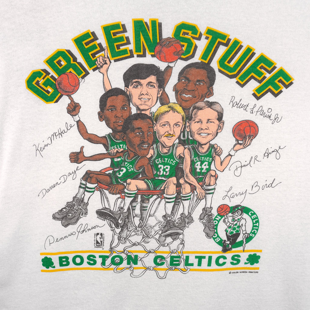 NBA (Salem) - Boston Celtics Green Stuff Caricature T-Shirt 1990s X-Large Vintage Retro Basketball