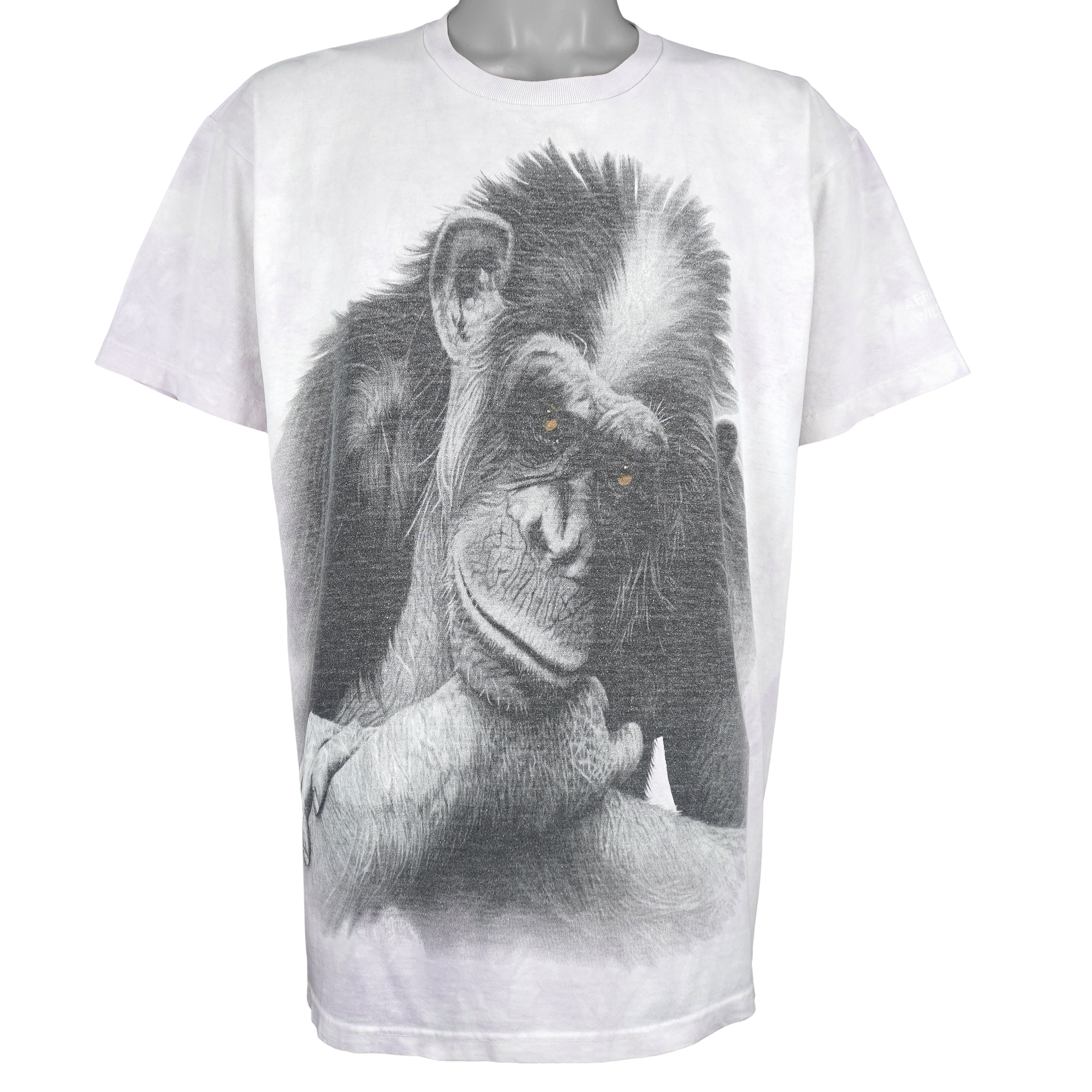 Vintage (The Mountain) - The Chimpanzee Animal Print T-Shirt 1990s Large