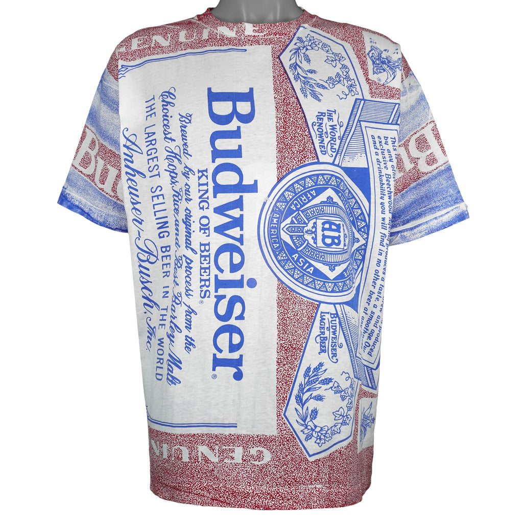 Budweiser (Pro Ace) - Budweiser King of Beers All-Over Print T-Shirt 1990s Large Vintage Retro