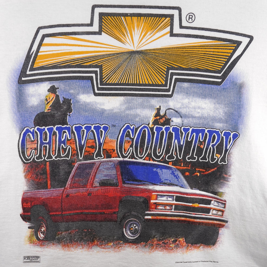 Vintage (Checkered Flag) - Chevy Country Truck T-Shirt 1990s Large Vintage Retro