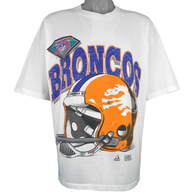 NFL (Riddell) - Denver Broncos Helmet Single Stitch T-Shirt 1990s X-Large