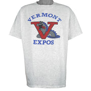 Vintage MLB (Oneita) - Vermont Expos Mascot Big Spell-Out T-Shirt 1994 X-Large in gray