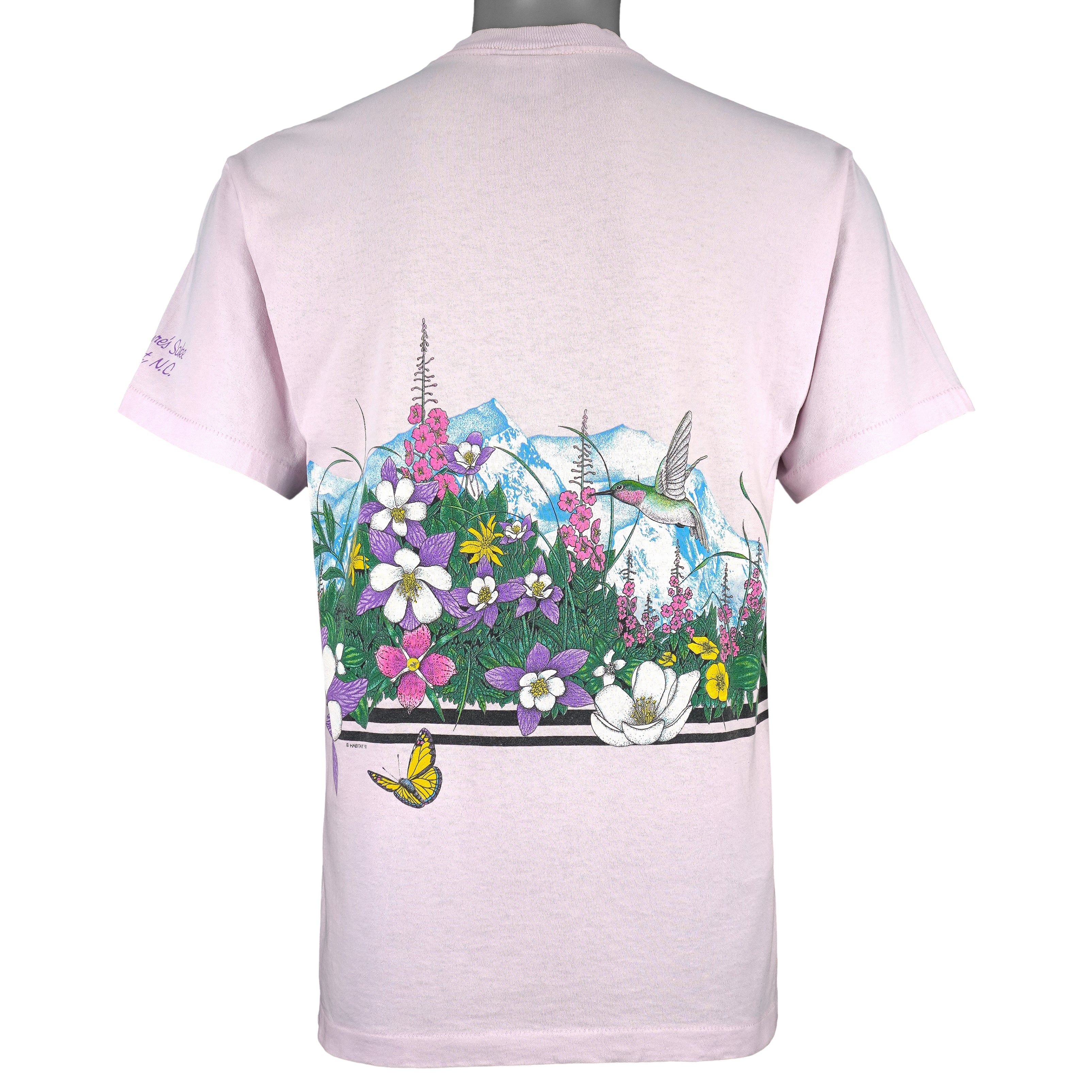 Vintage (Habitat) - Hummingbird & Floral Mountain T-Shirt 1991 Medium Vintage Retro