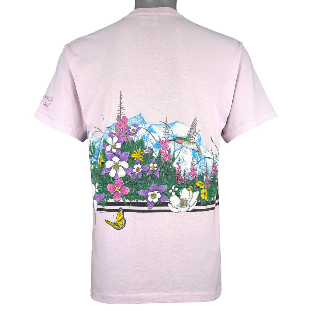 Vintage (Habitat) - Hummingbird & Floral Mountain T-Shirt 1991 Medium Vintage Retro