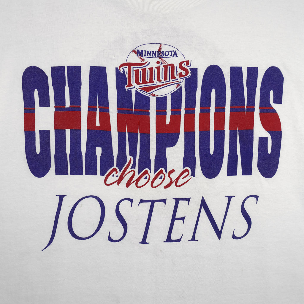 MLB (Jostens) - Minnesota Twins, World Series Champions T-Shirt 1991 X-Large Vintage Retro Baseball