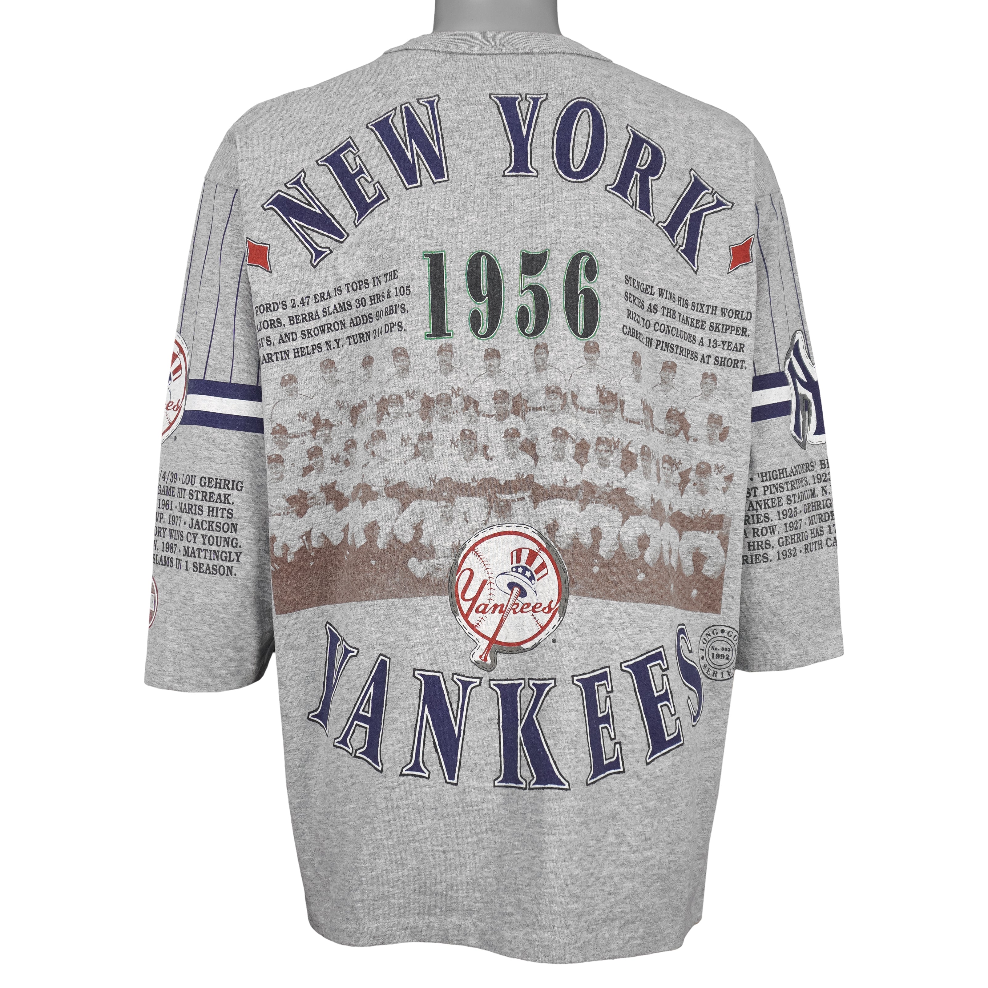 MLB (Long Gone) - New York Yankees 1956 World Series Champs T-Shirt 1992 X-Large Vintage Retro Baseball