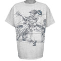 MLB (Majestic) - Florida Marlins, Batter Mid-Swing Sketch T-Shirt 1990s X-Large Vintage Retro Baseball