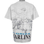 MLB (Majestic) - Florida Marlins, Batter Mid-Swing Sketch T-Shirt 1990s X-Large Vintage Retro Baseball