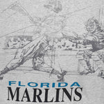 MLB (Majestic) - Florida Marlins, Batter Mid-Swing Sketch T-Shirt 1990s X-Large Vintage Retro Baseball