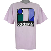 Adidas - Purple Colorway Geometric T-Shirt 1990s Large Vintage Retro