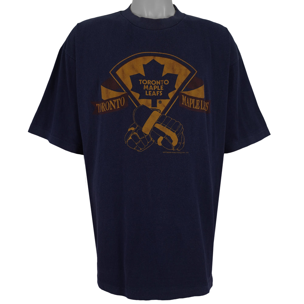 NHL (Softwear) - Toronto Maple Leafs Gloves T-Shirt 1994 X-Large Vintage Retro Baseball